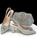 Pointed Fashion Shoe Set, Women's High Heels, Single Shoes, Back Empty Sandals/diamond Flower Matching Bag_vogvips.com
