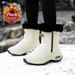 Winter Snow Boots Ladies Platform Tall Boots Flat Bottom Quality Warm Black New Ladies Lace Up Comfortable Leather Womens Boots_vogvips.com