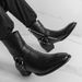 Men's Leather New Cross-border Chelsea Pointed-toe European And American Style Unique Buckle Martin Boots, Men's Trendy_vogvips.com