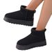 Thick Snow Boots Women's Winter Snow Boots – Retro Round-Toe Fur Lined Slip-On (3 Colors & 6 Sizes)_vogvips.com