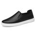 Men's Round Head First Layer Cowhide Casual Men's Board Shoes Sleeve Flat Heel Board Shoes Men's Shoes Shallow Mouth Lace-up Single Shoes_vogvips.com