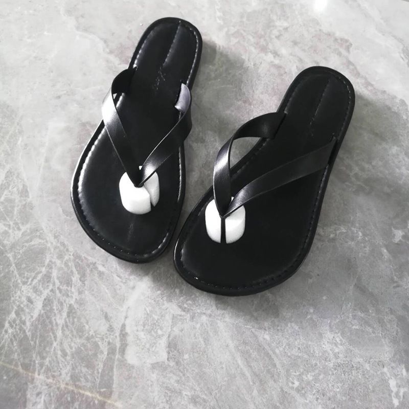 Genuine Leather Flip-Flops For Women 2024 Summer New Flat Retro Fashion Outdoor Holiday Beach Simple Toe-Clip Sandals_vogvips.com