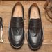 Euro Step British Style Penny Loafers First Layer Cowhide Moccasins Handmade Men's Slip-On Lazy Casual Leather Shoes_vogvips.com