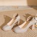 Women's Shoes One Piece Buckle Waterproof Platform Shinning Elegant Mary Jane Chunky Heel Pumps Adjustable Buckle Comfortable Square Toe High Heels_vogvips.com