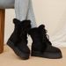 Women's Winter Snow Boots With Thick Sole - High Top Lace-Up Faux Fur Lined Warm Comfortable Shoes For Cold Weather_vogvips.com