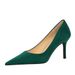 7236-8 Fashionable And Minimalist Slimming Women's Shoes With Thin Heels, Shallow Mouth, Pointed Suede Single Shoes,_vogvips.com