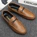 2025 Summer New Lefu Korean Edition, One Step Lazy, Breathable Driving, Casual Leather Shoes, Men's Soft Soles_vogvips.com