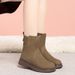 Winter Suede Cotton Shoes For Women, Cotton Leather Shoes, Soft Leather Wool Cotton Boots, Women's Short Boots, Mid Heeled Snow Boots_vogvips.com