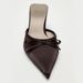 Women's Pointed Toe Bow Detail Satin Mule Heels Slip-On Dress Shoes For Fall Satin Bow Embellished High Heeled Mules Low Cut Outerwear Shoes_vogvips.com