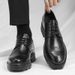 Euro Step Casual Fashion Derby Men's Small Brogue Genuine Leather Height Increasing Wedding Groom Shoes_vogvips.com