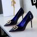 9283-K213 Women's Fashion Heels With Rhinestones, Pointed Toe, Sexy Thin Heel, Patent Leather, Shallow Mouth,_vogvips.com