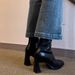2025 Autumn Winter New High Heel Square Toe Slim Boots Short Boots Women Thick Heel Retro Martin Boots British Style Short Boots_vogvips.com