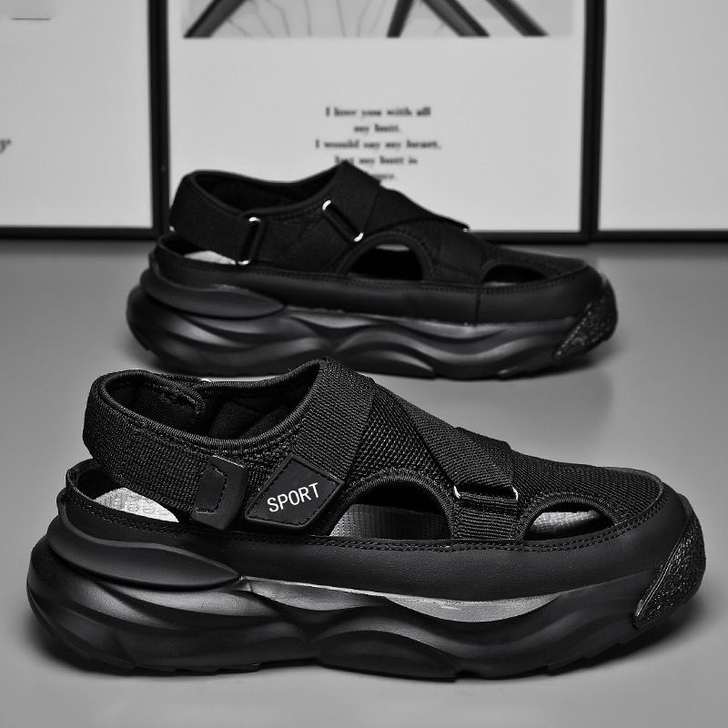 Men's Breathable Slip-On Sandals With Hook & Loop Closure - Lightweight & Comfortable For Casual Wear - Sizes 39-44_vogvips.com
