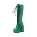 Autumn Winter Cross Lace Patent Leather Side Zipper Super High Heels Fashion Simple Over-the-Knee Riding Boots_vogvips.com