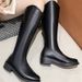 Over-the-Knee Short Petite Women, Chunky Heel V-Cut Pointed Toe Riding Boots, 2023 Autumn Winter New Thick-Soled Long_vogvips.com