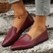 Women's Shoes Large Size Women's Casual Flat Shoes Pointed Toe Simple Snakeskin Pattern Shallow Mouth Breathable One Foot Slip On Large Size 43_vogvips.com