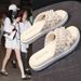 Woodpecker Small Fragrant Wind Pearl For Women's Summer Outwear Fashion Flat Bottom Crossover Flip Beach Slippers_vogvips.com