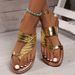 Women's Metallic Crocodile Thong Sandals Gold Flat Flip Flops | Casual Summer Beach Shoes For Vacation_vogvips.com