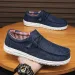 Linen Canvas Slip On Boat Shoes Elastic No Tie Laces Lightweight Breathable Casual Walking Loafers For Men_vogvips.com