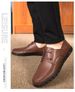 Large Size First Layer Men's Shoes Hole Casual Leather Shoes Lace-up Work Flats_vogvips.com