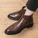 Euro Step Autumn Pointed Toe High Top Leather Shoes Men Casual Martin Short Zipper British Brogue Hidden Heel Boots_vogvips.com