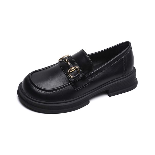 Platform Loafers Women's Retro British Style One-pedal Soft-soled Small Leather Shoes Large Size Women's Shoes_vogvips.com