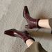 Gorgeous Angora Red! Cowhide~ Square Toe Short 7cm High Heel Martin 2024 Autumn Winter New Slim Boots For Women_vogvips.com