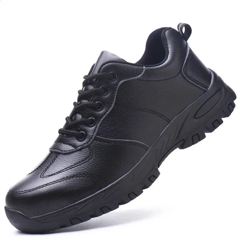 Waterproof Safety Mens Steel Toe Work Boots Shock-absorbing Perforated Leather Protective Shoes 240918_vogvips.com
