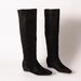 Cowhide Version~-Inner Height Increase Black Genuine Leather Long For Women, Over-the-Knee Style, Small Square Toe, Flat_vogvips.com