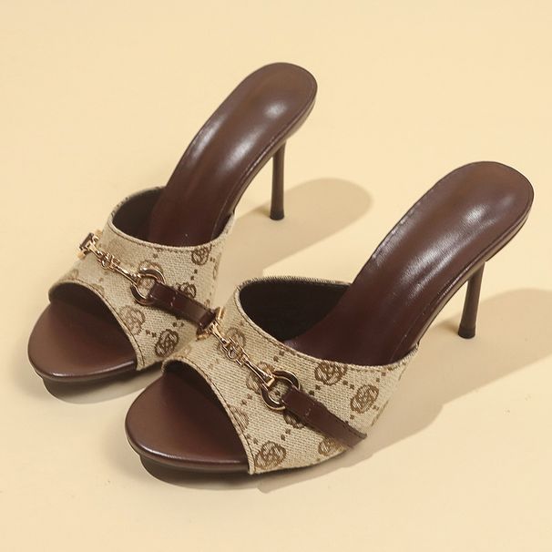Elegant Pointed Toe Printed High Heel Sandals For Women - Open Toe Mule With Slim Heel, Comfortable & Stylish, Available In Wide Sizes_vogvips.com
