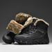 Men's High Top Hiking Shoes With Waterproof And Plush Thick Snow Boots_vogvips.com