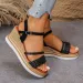 2026 Spring And Summer New Woven Wedge Large Size Platform Versatile Single Buckle Strap High Heel Open Toe Roman_vogvips.com