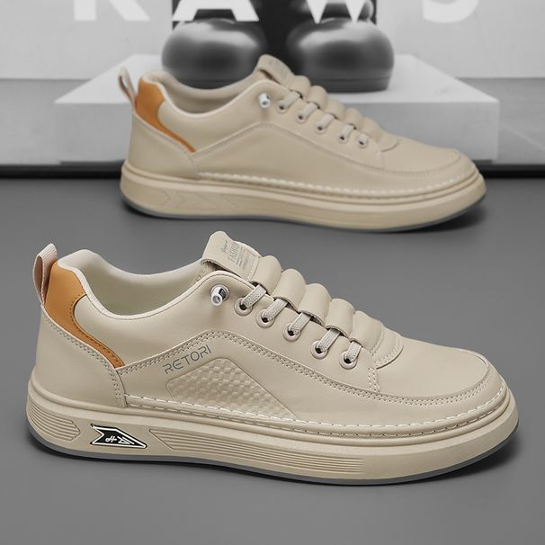 Men's Shoes Breathable Little White Shoes Men's Platform Sports Shoes Casual Leather Shoes Board Shoes_vogvips.com