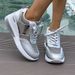 Women's Wedge Heel Thick Soled In Large Size, Breathable Sequins, Round Toe Tie, Spring And Autumn New Casual Sports_vogvips.com