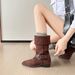Suede Western For Women 2025 New Autumn Northwest Style Slouch With Belt Buckle Pointed Toe Chunky Heel Travel Boots_vogvips.com