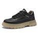 Spring Men's Shoes Breathable Work Shoes For Men, Trendy Versatile Thick-Soled Sports Casual Sneakers, Leather Shoes, Ma_vogvips.com