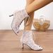 MTX New Style Black Mesh Suede Fashion Cross Strap Sexy High Heels Plus Size Women's Shoes_vogvips.com