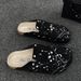 Spring Cork Mules For Men Women With Graffiti Design Wearing Beach Shoes Cow Genuine Leather Unisex Slippers Sandals_vogvips.com