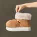 Thick-Soled For Women, Fleece-Lined Indoor Home Slippers With Heel, Maternity Cotton Shoes, Large Fur Mouth, Autumn_vogvips.com