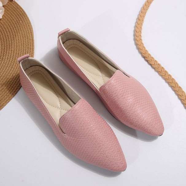 Women's Shoes Large Size Women's Casual Flat Shoes Pointed Toe Simple Snakeskin Pattern Shallow Mouth Breathable One Foot Slip On Large Size 43_vogvips.com