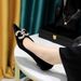 Women's Shoes Elegant Pointed Toe Mid Heel Pumps With Rhinestone Buckle - Soft Suede Upper & Comfortable Rubber Sole For Banquets & Parties_vogvips.com