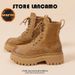 Women's 2025 New Vintage Rubbed Color Autumn Sweet And Cool Martin Boots Thick Bottom Motorcycle Short Boots In Big Yellow Boots_vogvips.com