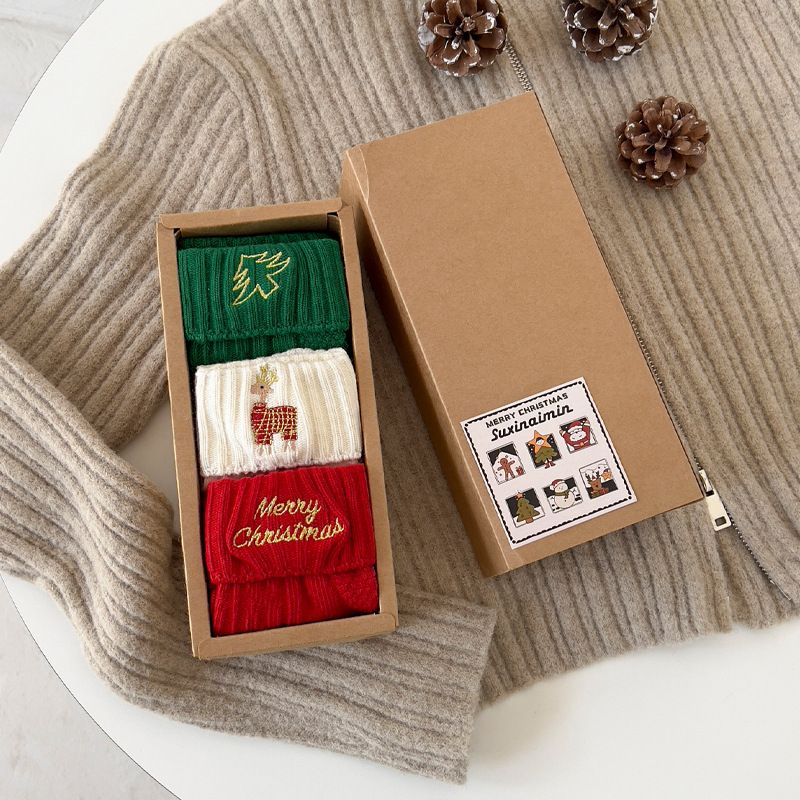 Christmas Stockings, Children's Autumn And Winter Cute Mid Tube Socks, Big Red New Year Cotton Socks, Cute Embroidery Cartoon I Trendy Socks_vogvips.com