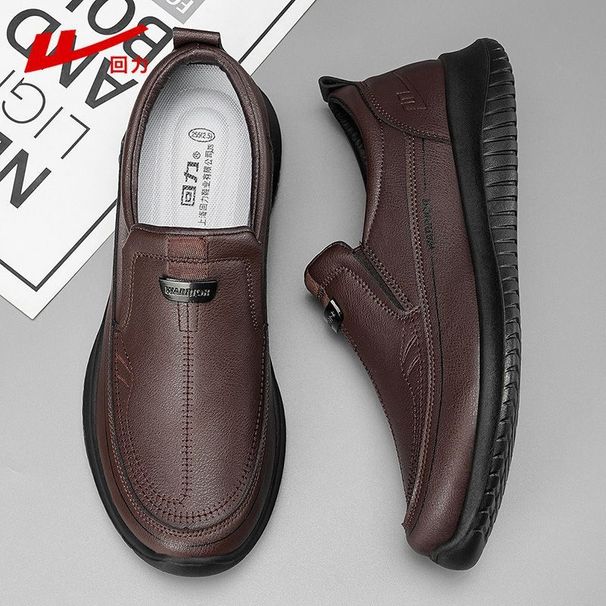 Huili Men's Casual Leather Shoes, 2026 Spring New Trendy Retro Sports Slip-on Shoes, Old Beijing Style Shoes_vogvips.com