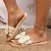 Women's Floral Suede PU Sandals Brown Summer Style Bow Tie Fashionable Outdoor Flat Soft Rubber Sole Indoor_vogvips.com