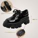 Women's Shoes Leather Chunky Heel Loafers Classic British Style Round Toe Slip-On Shoes With Platform Sole For Winter & Spring Sizes 33-40, Black_vogvips.com