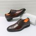 New Black And White Color-block Carved Brick Men's Shoes For Men's Business Leather British Derby Shoes Pointed Toe Banquet Wedding Leather Shoes_vogvips.com