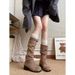 2025 New Summer Thin Style Paired With Skirt Boots, Children's Thick Soled Long Boots, Brown Stacked High Boots, Maillard Boots_vogvips.com