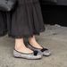 Cameido Bowknot Square Toe Sequins Low Heel Ballet Flats For Women Spring Shoes_vogvips.com