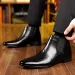 Luxury Premium 2026 Men's Textured Leather Chelsea Pointed Toe Slip On Ankle Boots Soft Breathable Casual Dress Shoes_vogvips.com